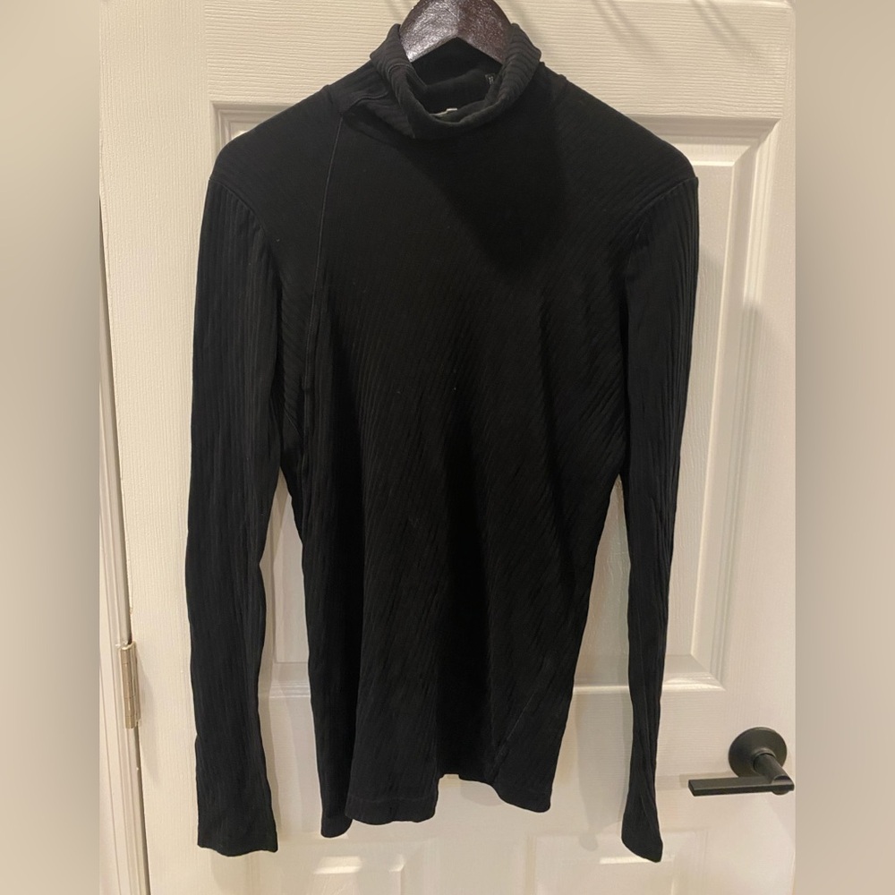 Helmut Lang Black Ribbed Long Sleeve Turtleneck Sweater